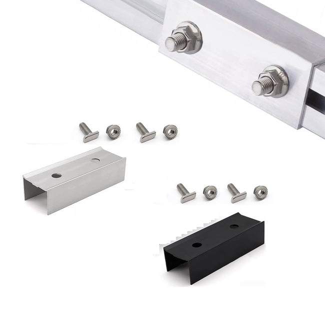 Aluminum C-profile connector for 40x40 mounting rail PV solar panels | Photovoltaic solar module rail connector for mounting aluminum profiles | Photovoltaic mounting rail accessories