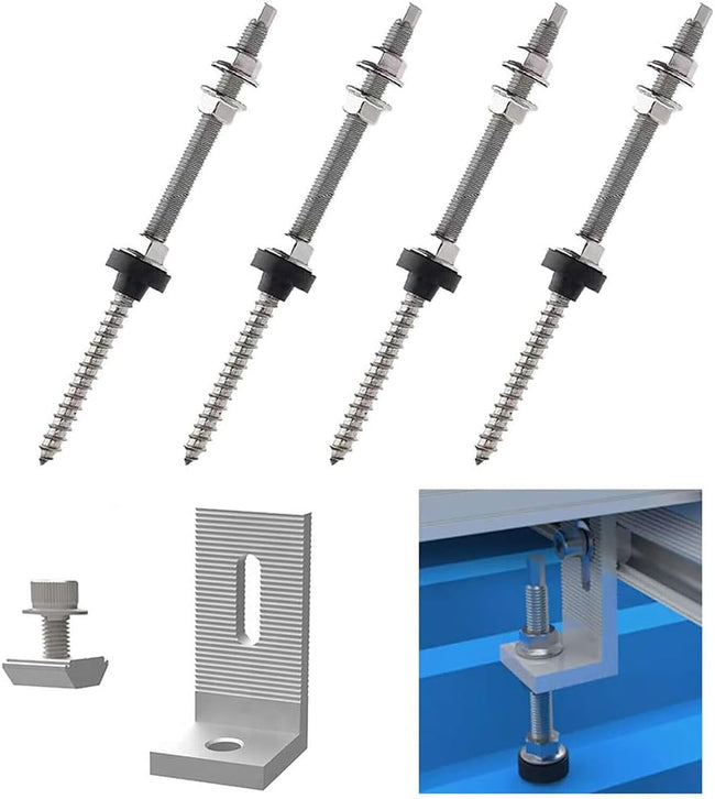 M10 rod screw with L-angle solar PV trapezoidal sheet roof fastening