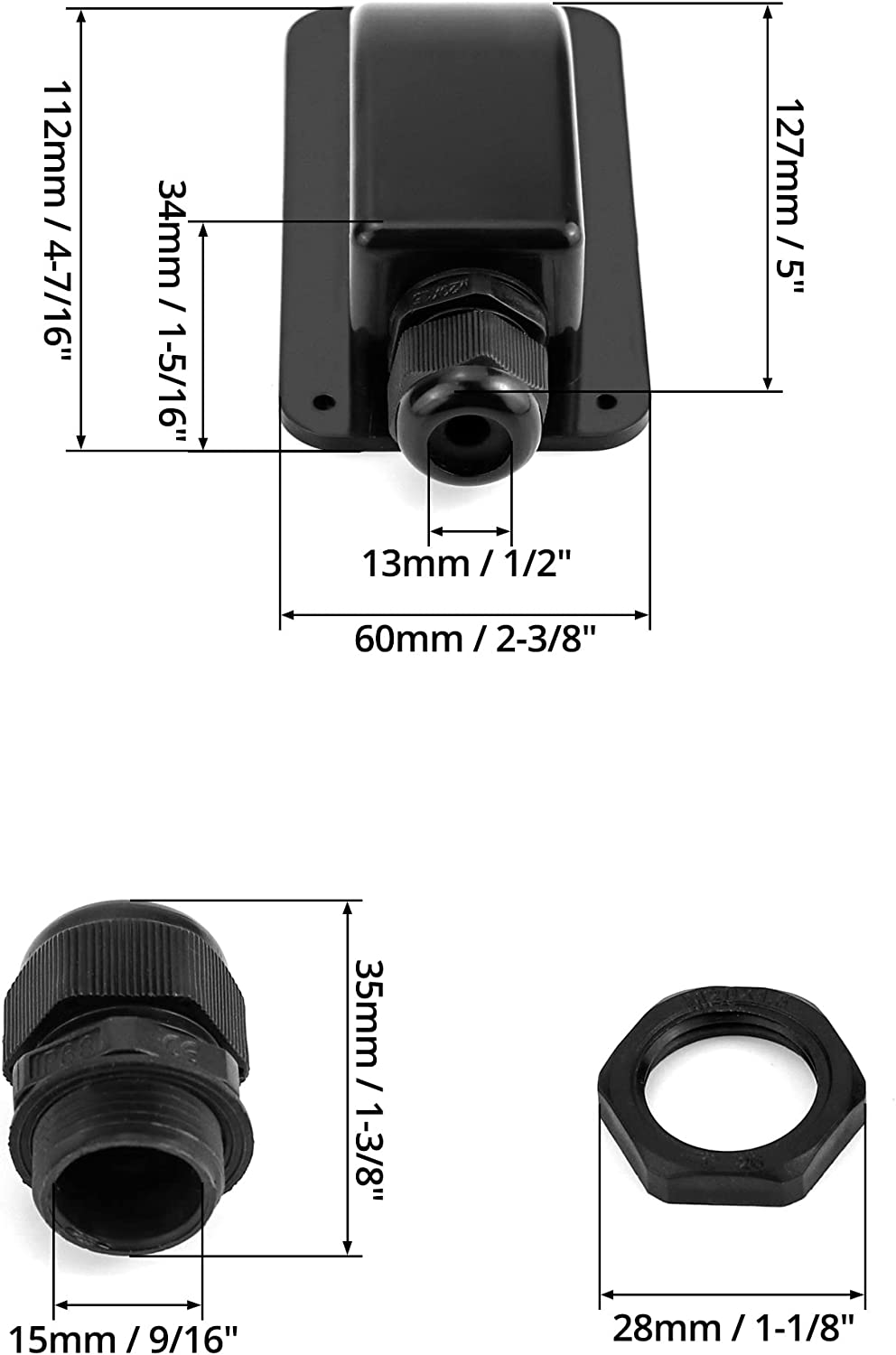 Solar Kabel Eingangsverschraubung Wasserdicht ABS Doppelkabel Kabelverschraubung Box Dachkabel Eingangsverschraubung Solar Panel Anschluss Anschlussdose für Wohnmobil Photovoltaik
