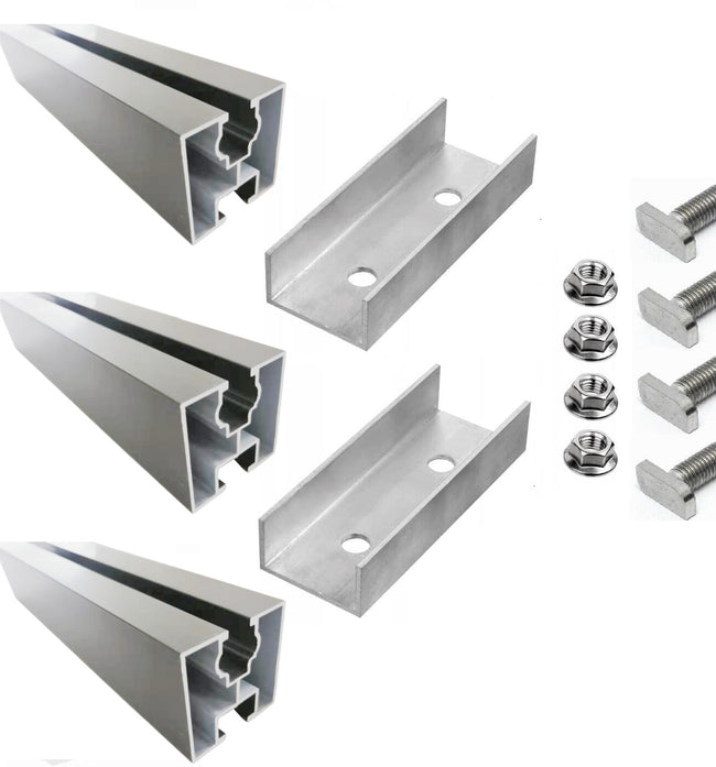 Solar module photovoltaic mounting set 3x0.8m aluminum profile 40x40 including mounting accessories | Mounting rail PV system PV solar panels | Aluminum profile for solar systems system profile mounting profile 2.4m