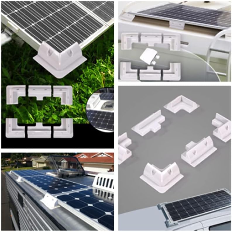 7pc Solarmodul Halterungen, Ruipoo Solarpanel Montagehalterung Seitenhalterungen ABS Eckhalter Satz bohrfrei Weit verbreitet auf Wohnmobile, Boote, Flachdächer, Camping und Caravan-Installationen