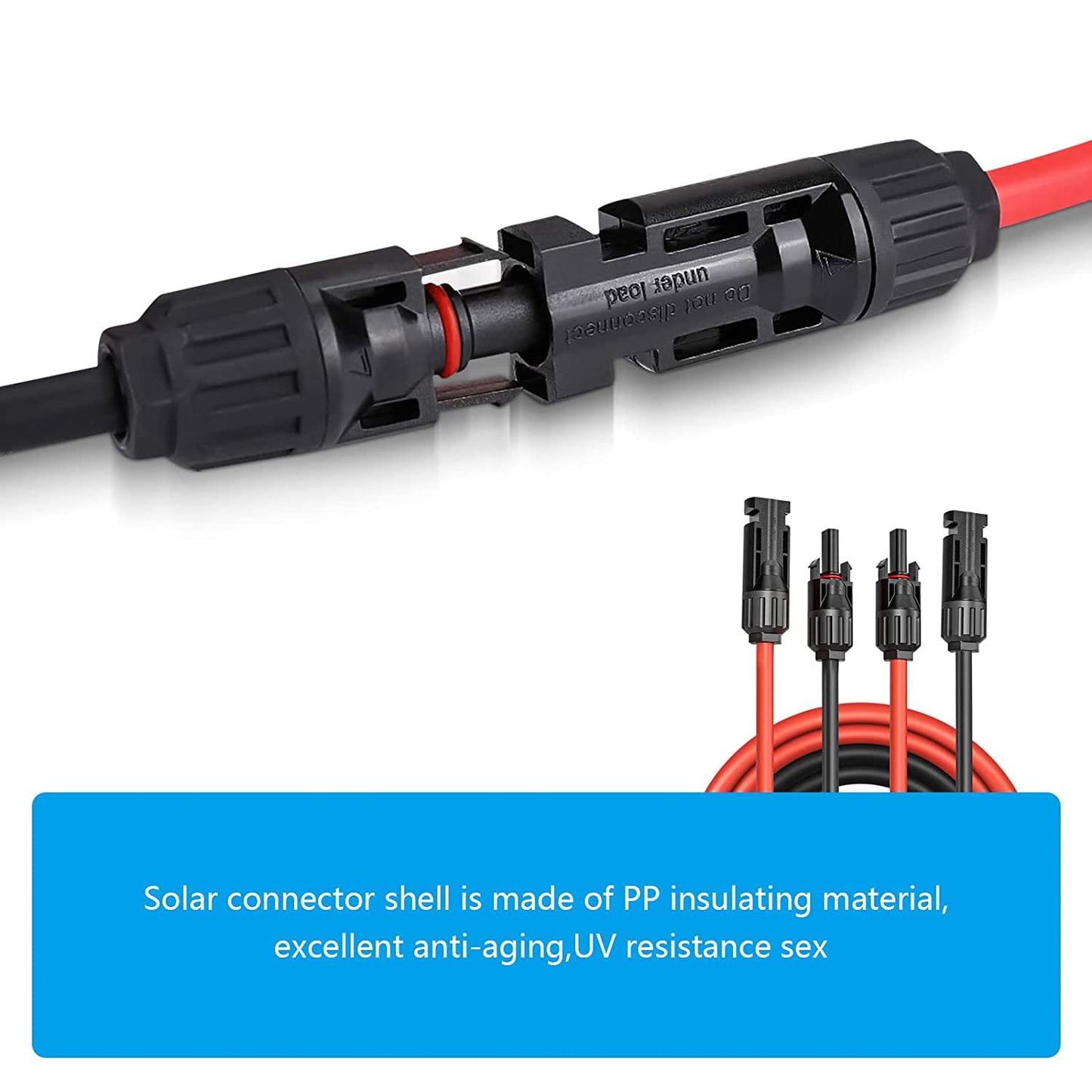 Solar cable extension 4mm² / 6mm² 1-20m solar panel adapter cable, solar cable extension, both sides MC-4 solar connector solar cable extension cable, for plug solar system solar cells photovoltaic assembly (black + red)