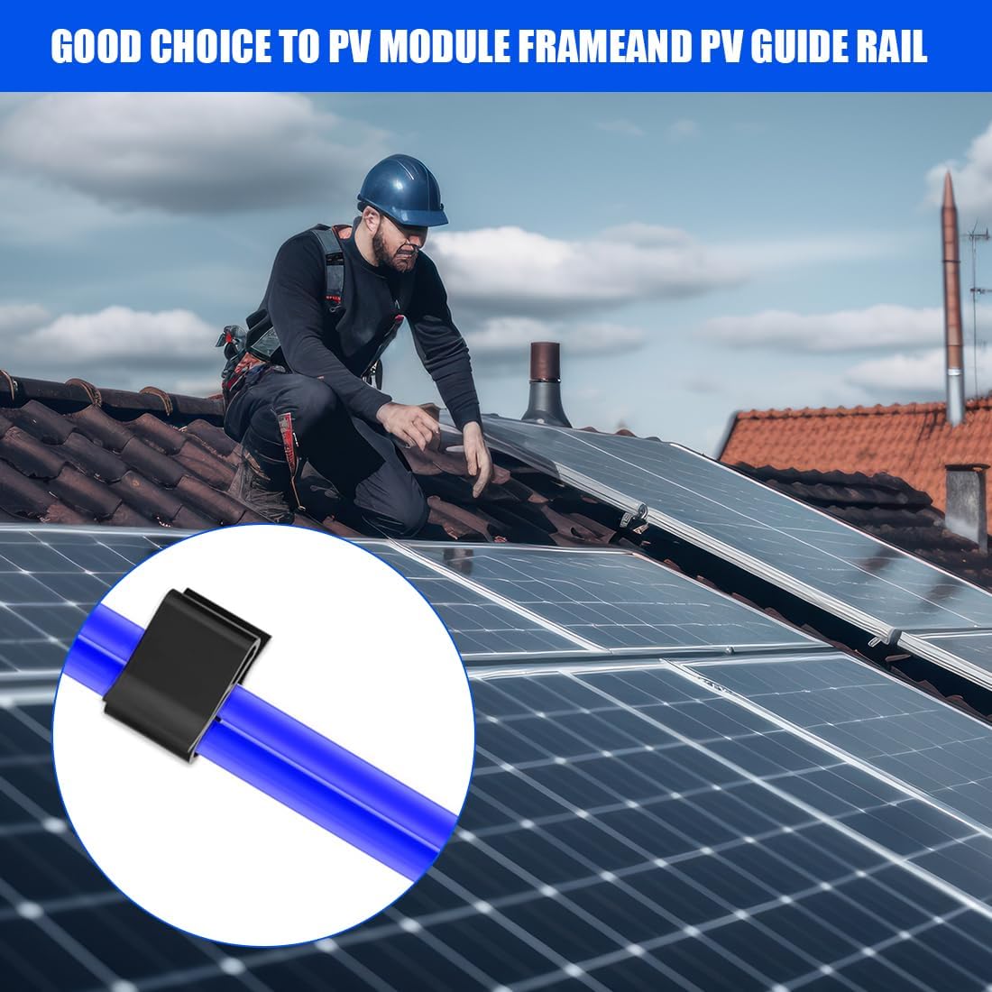 50 pieces solar panel cable clamps photovoltaic cable clips cable holder cable ties trailer frame wire clamps for solar module fixation black