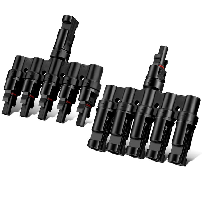Solar 5T-Connector Male/Female with Wrench, Solar Panel Cable Connector, Solar Photovoltaic Connector, Y-Type Solar Connector for Parallel Connection between Solar Cells (1 Pair)