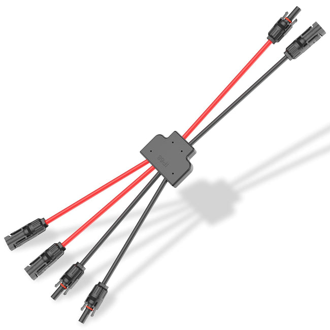 Solar connection cable, solar panel Y branch parallel connector, 30A 1000V 4mm²/ 6mm² 2 to 4 splitter solar panel connector extension cable solar cable plug, solar panel connection cable (2 to 4) 