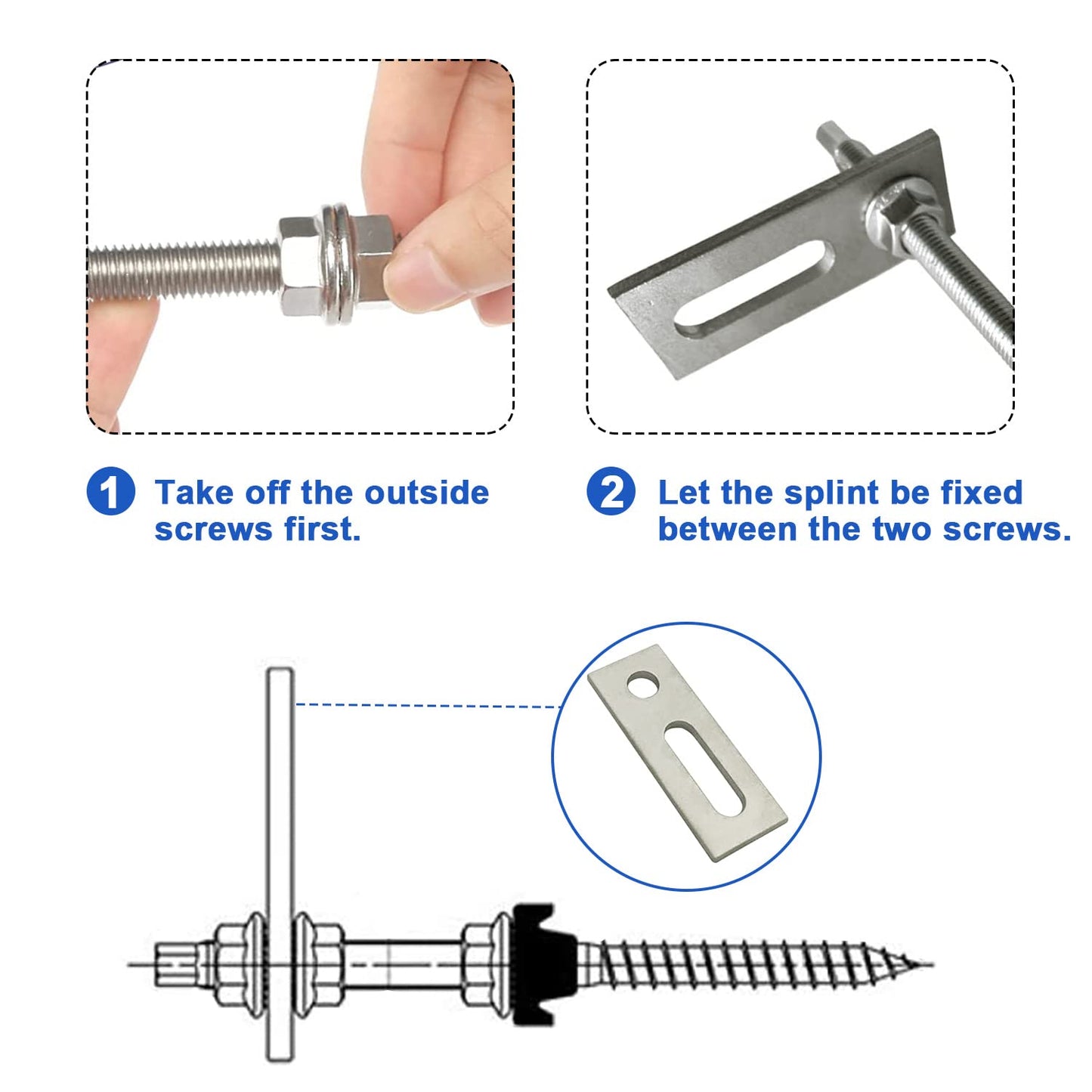 10PCS solar module adapter plate made of stainless steel A2 V2A 80x30x5mm for photovoltaic solar mounting M10 rod screws
