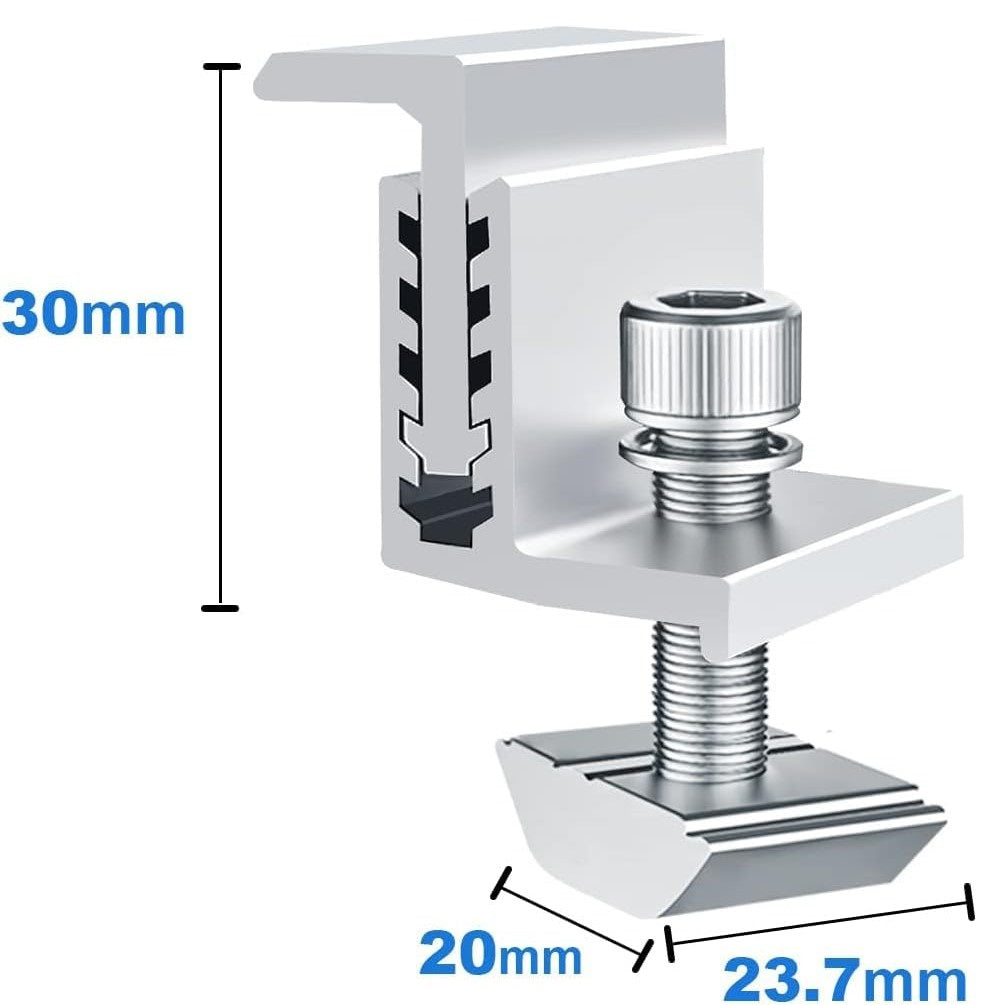 10 pcs Photovoltaik-Solarmodul-Randklemmen Endklemmen-Set Mby09s  30mm 35mm 40mm 45mm