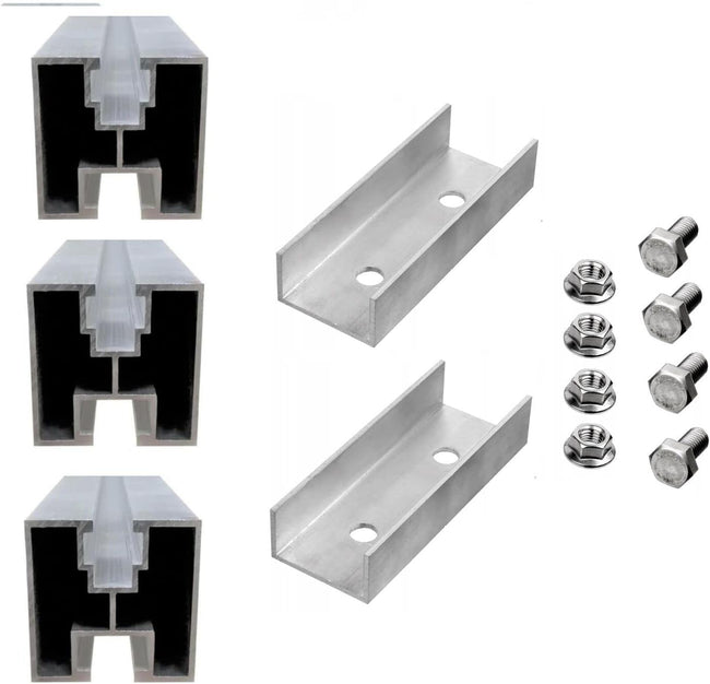 Solar module photovoltaic mounting set 3x0.8m aluminum profile 40x40 including mounting accessories | Mounting rail PV system PV solar panels | Aluminum profile for solar systems system profile mounting profile 2.4m