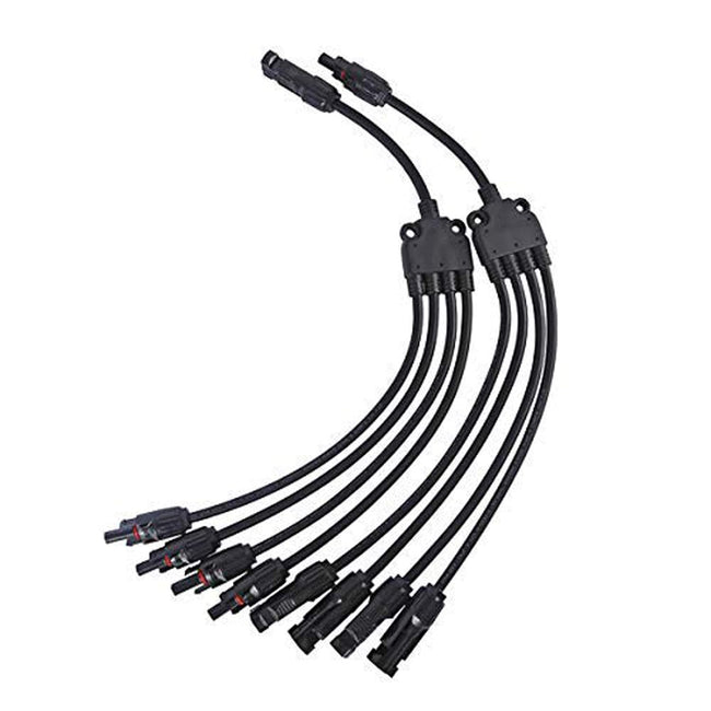 Solar cable Y-connector 1Y4 for 2.5mm²/4mm²/6mm² solar cable, 1 pair of Y-distributors 4-way junction boxes solar connector, cable extension for solar system ready to plug in