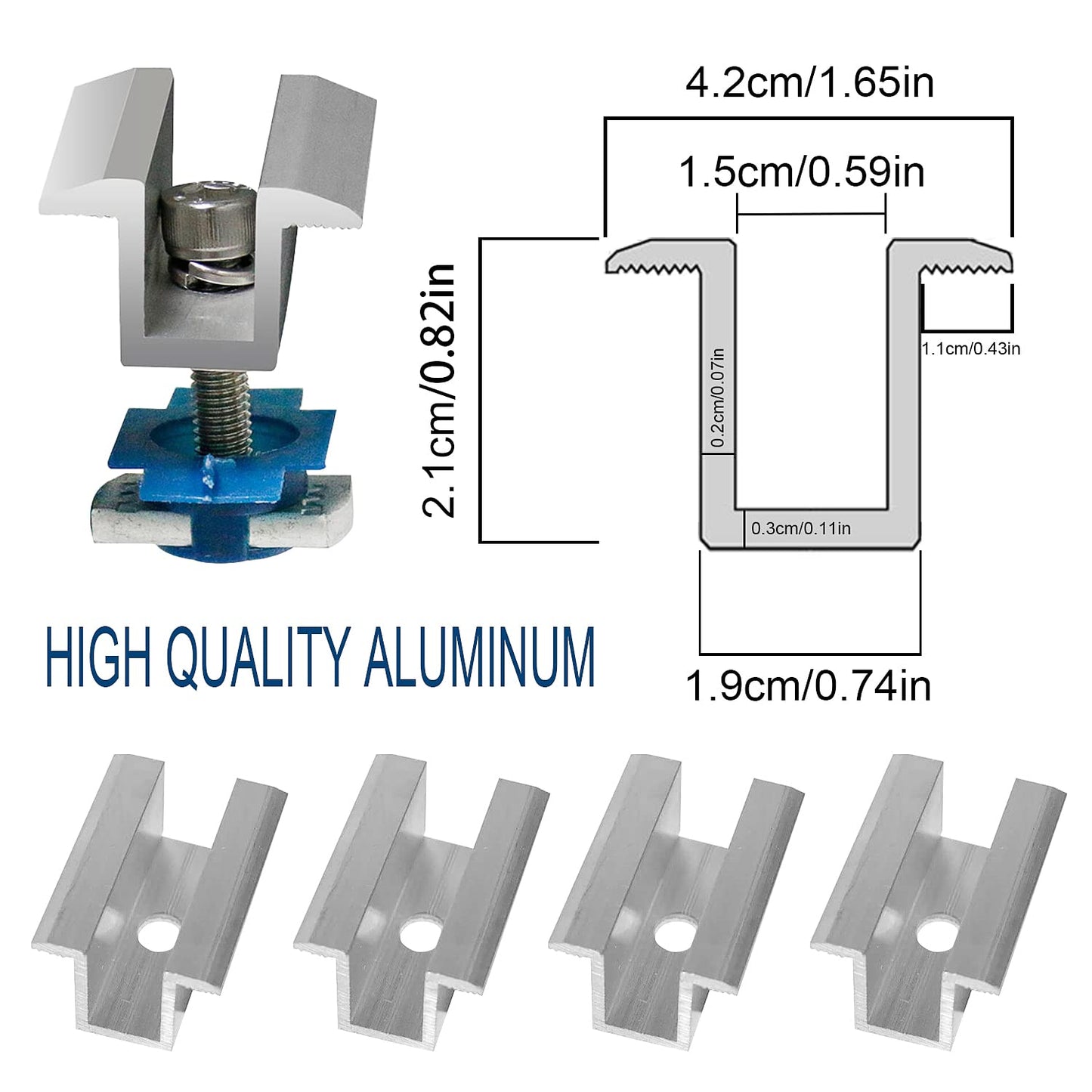 10 pcs Photovoltaic Solar Module Middle Clamps Mzy12
