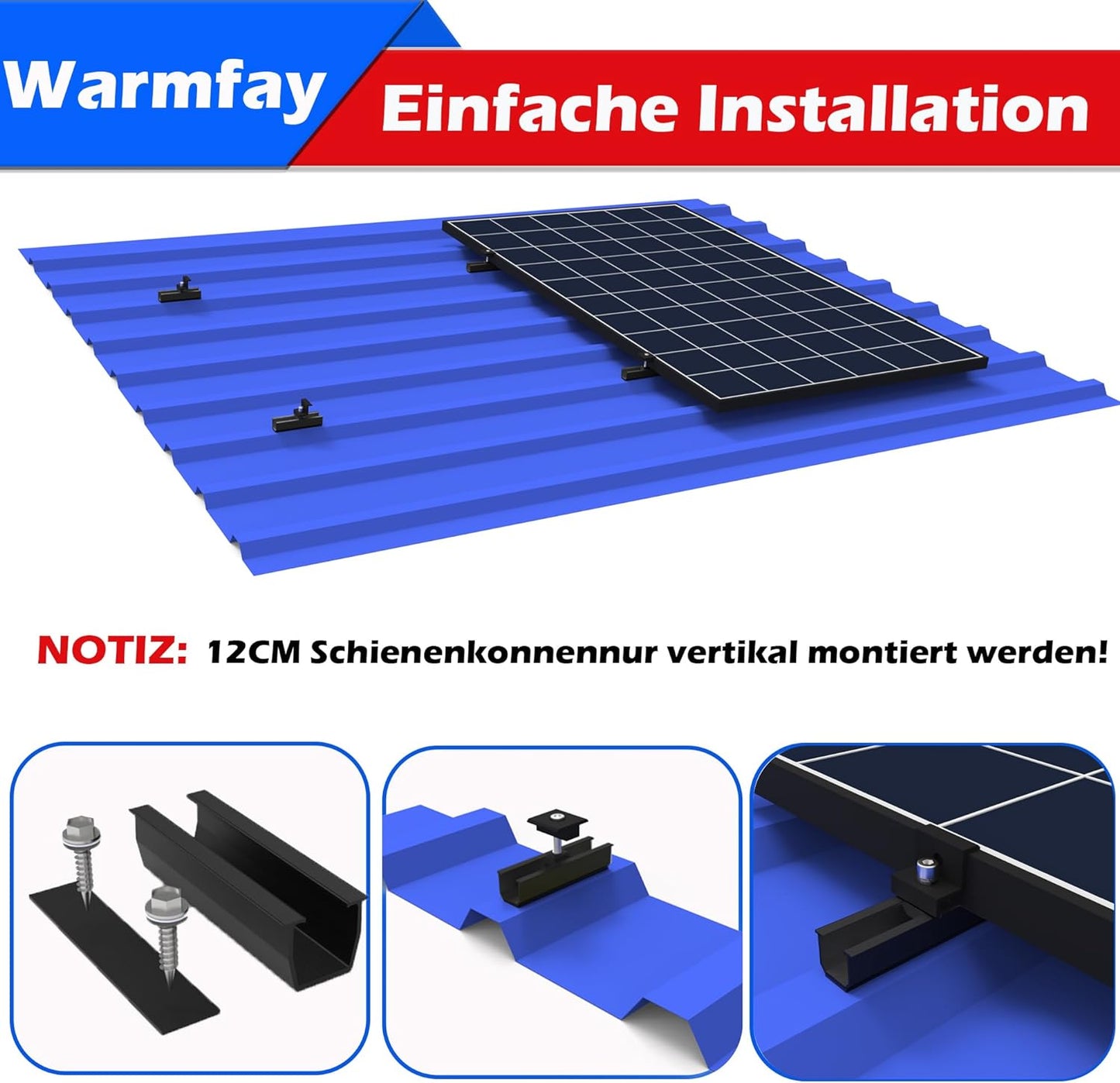 Mini mounting rail set for solar modules silver/black 12cm