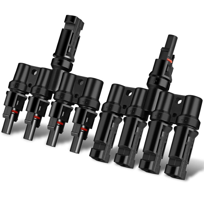 Solar 4T-connector male/female, solar panel cable connector, solar branch connector for parallel connection between solar cells (1 pair)