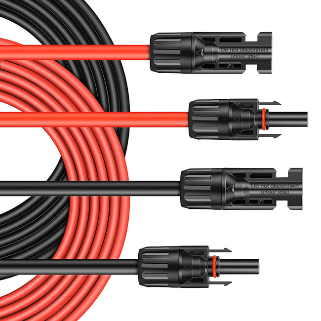 Solar cable extension 4mm² / 6mm² 1-20m solar panel adapter cable, solar cable extension, both sides MC-4 solar connector solar cable extension cable, for plug solar system solar cells photovoltaic assembly (black + red)