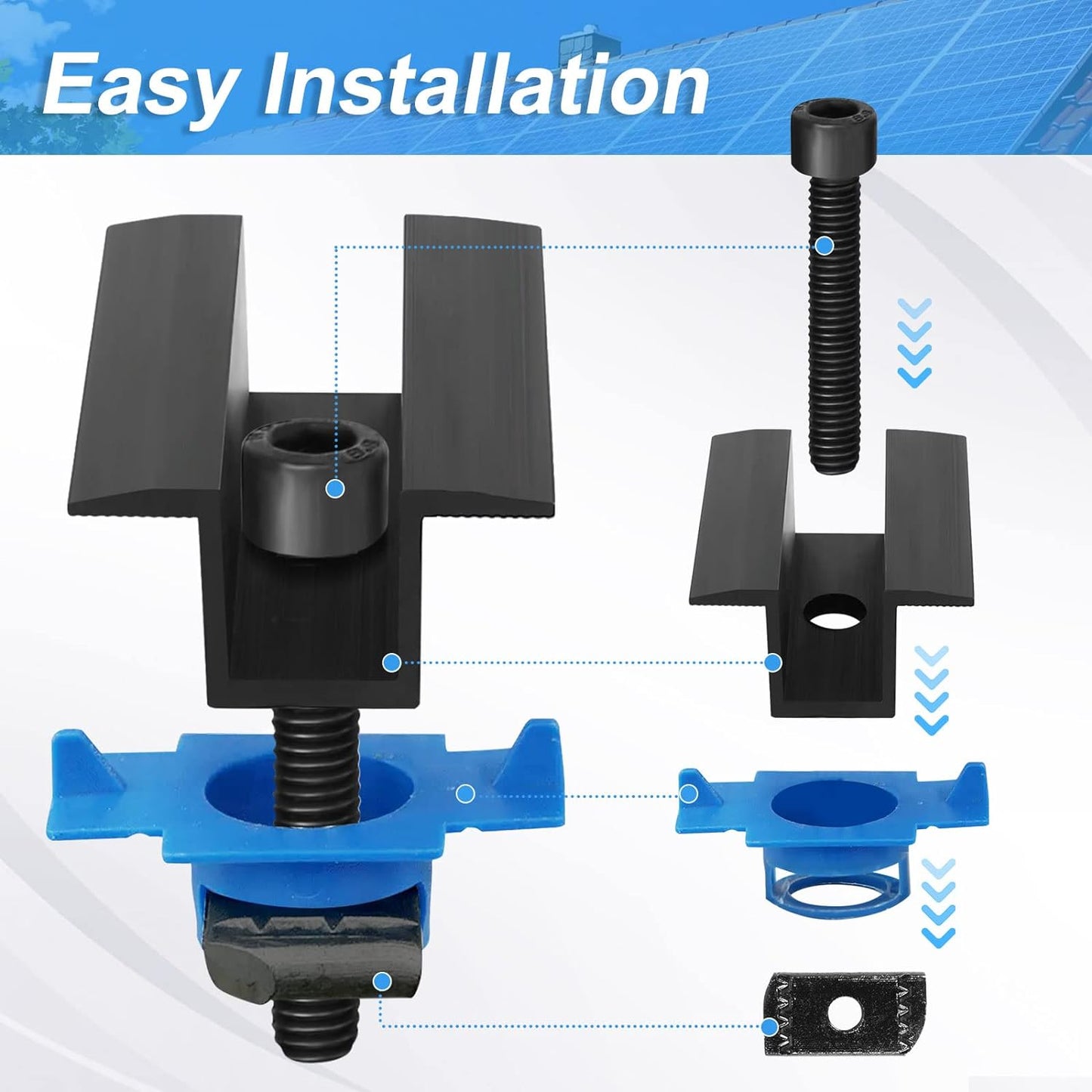 10 pcs Photovoltaic Solar Module Middle Clamps Mzy12