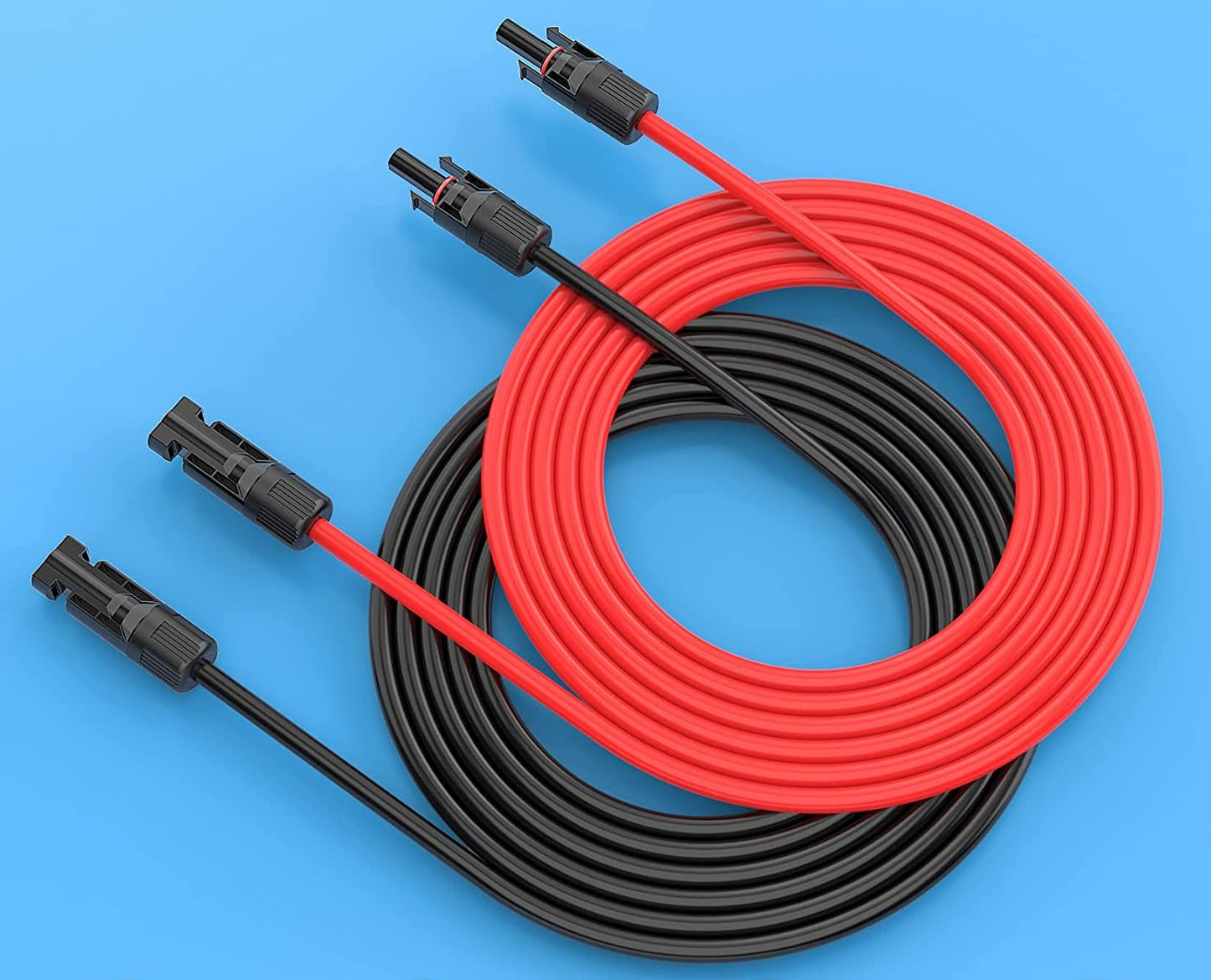 Solar cable extension 4mm² / 6mm² 1-20m solar panel adapter cable, solar cable extension, both sides MC-4 solar connector solar cable extension cable, for plug solar system solar cells photovoltaic assembly (black + red)