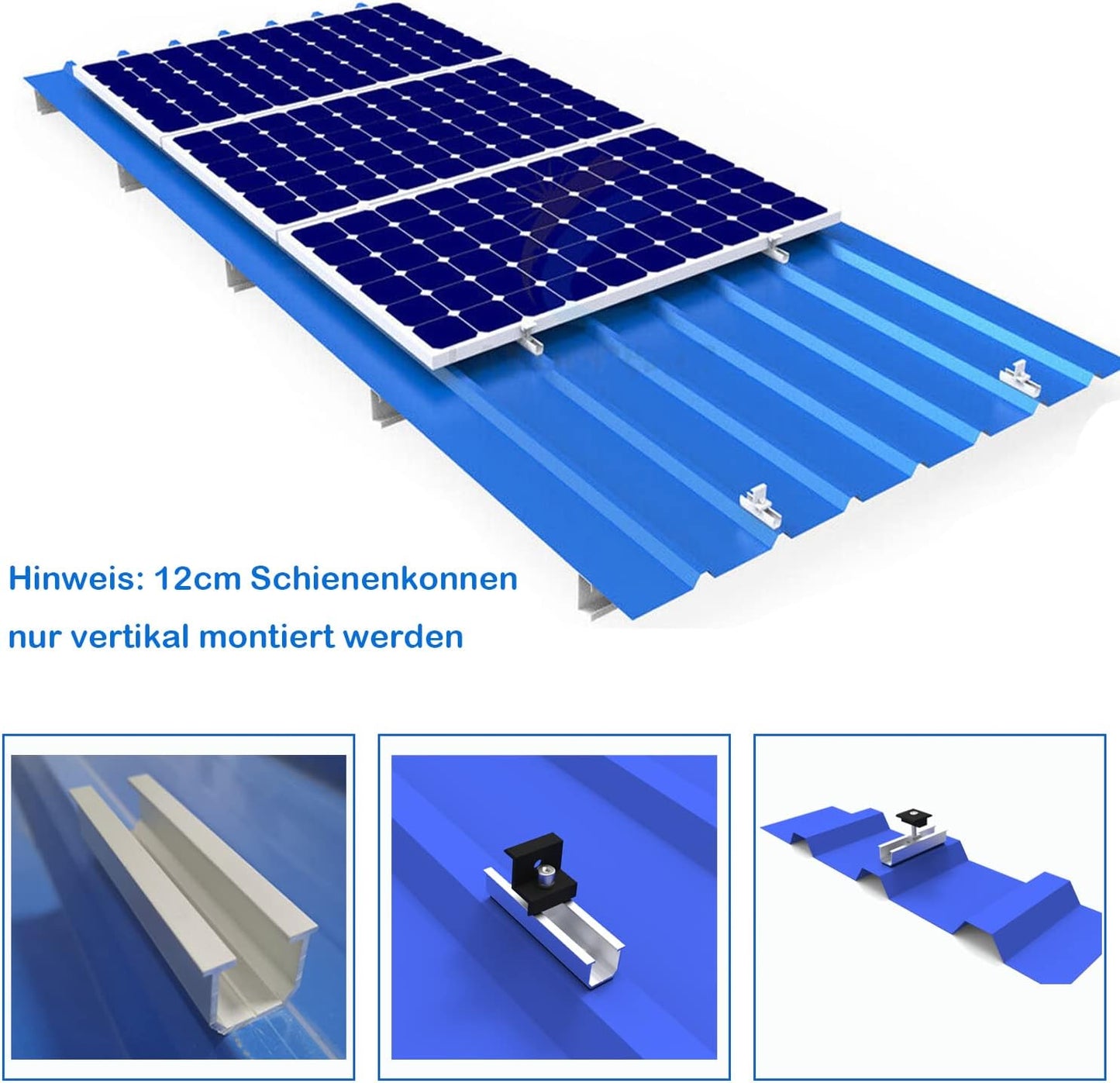 Mini mounting rail set for solar modules silver/black 12cm