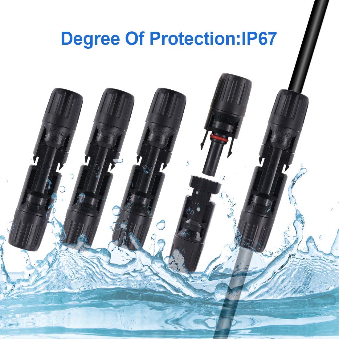 Solar Connector, 20/50/100 pcs Male Female Solar Module Connector Ip67 Waterproof, PV Connector Compatible with 2.5mm²-6mm² Solar Cable