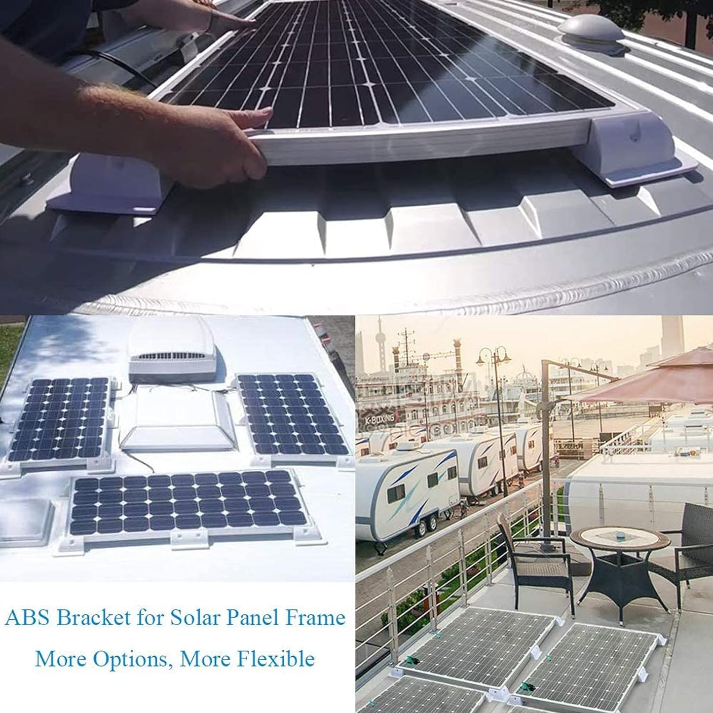 6pc Solarmodul Halterungen, Ruipoo Solarpanel Montagehalterung Seitenhalterungen ABS Eckhalter Satz bohrfrei Weit verbreitet auf Wohnmobile, Boote, Flachdächer, Camping und Caravan-Installationen