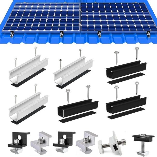 Mini mounting rail set for solar modules silver/black 12cm