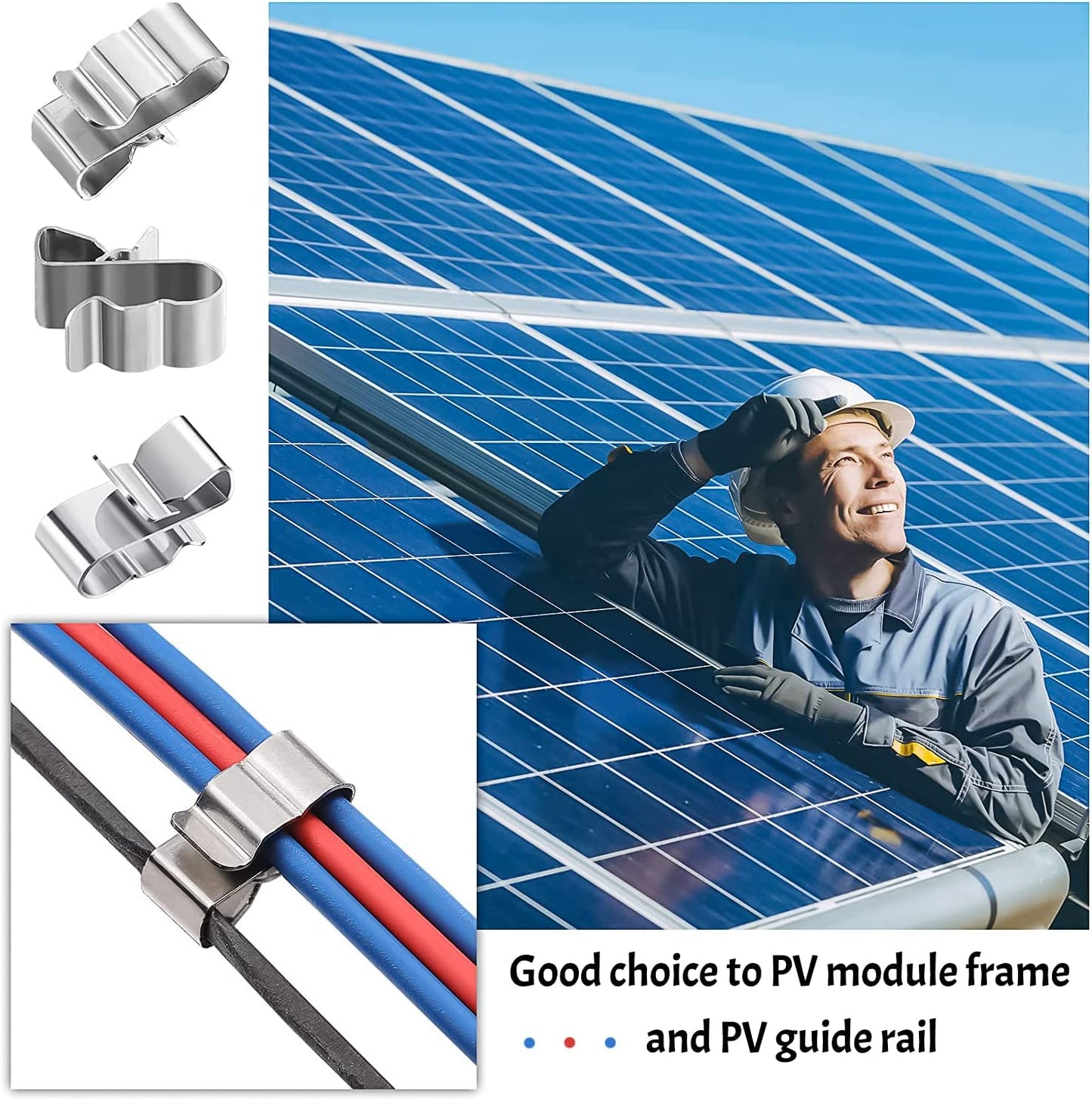 50 pieces cable clamp trailer wire clips stainless steel, photovoltaic cable clips trailer frame wire clamps solar module fixing clamps Mxj03