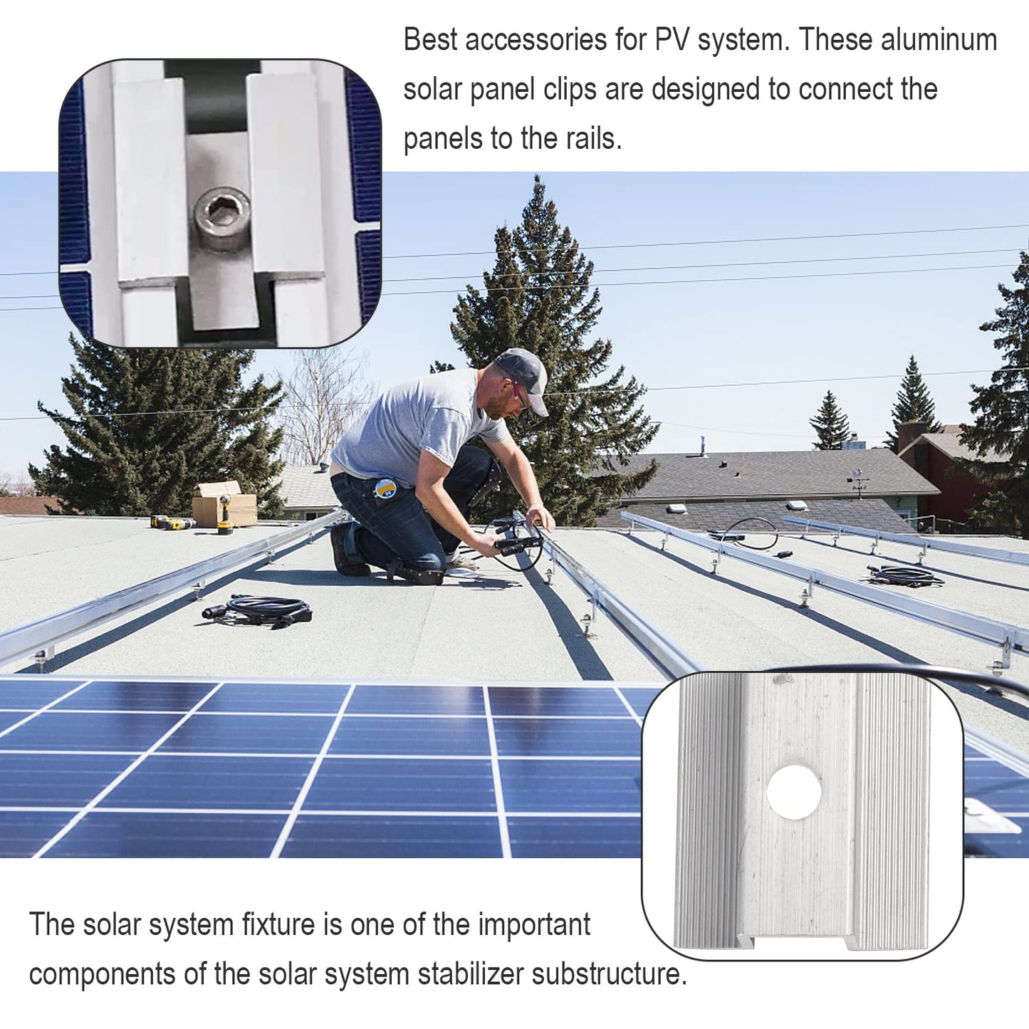 10 pcs Photovoltaic Solar Module Middle Clamps Mzy12